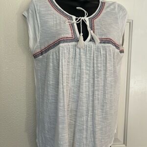 Aeropostale White Blouse with Red and Blue Trim